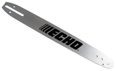 Echo 16 inch chainsaw bar in silver color with the brand logo visible on the side.