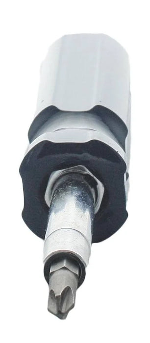 Bolt or screw with a black and white design on a white background