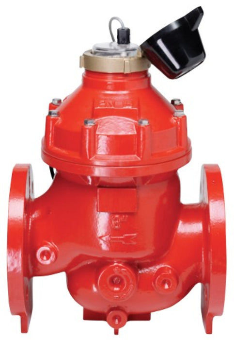 Red industrial valve on a white background