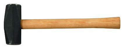 A 3 pound ball pein drilling hammer with a hardwood handle, 10 inches in length.