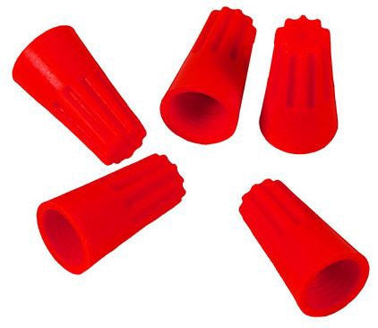 A pack of red Christy wire nuts, with a positive grip design, displayed on a white background.