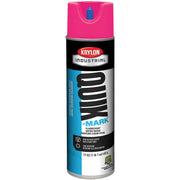 A spray can of Krylon Quick-Mark water-based marking paint in fluorescent pink color, with a capacity of 17 ounces.