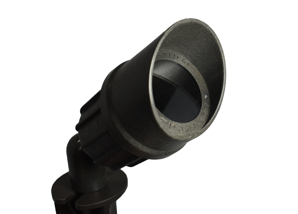 Black outdoor spotlight on a white background