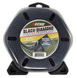 A spool of Echo Black Diamond 217FT trimmer line, packaging displays the product details and branding.