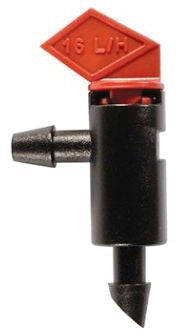 DIG 4 GPH flag dripper With Barbed Inlet And Outlet, Black/Red