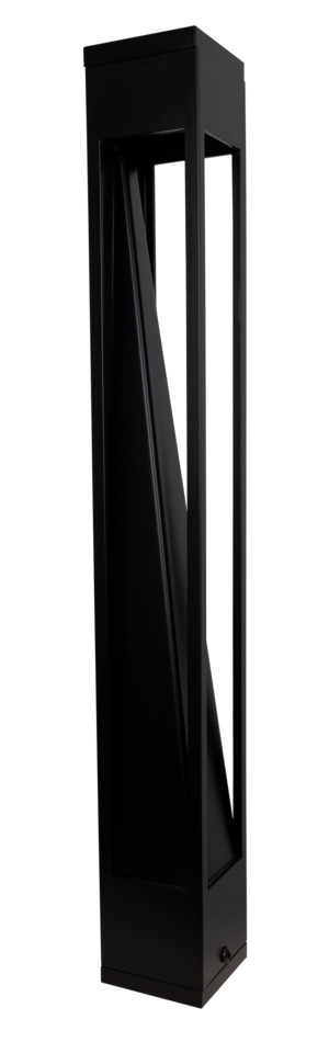 Brilliance Mt-Rainier-BL-3-3000-AL-BLK-STK, 3x3 Square Bollard, Three (3) Cutouts, with integrated 400lm 3000K 120DEG Frosted MiniBeam, ABS Stake