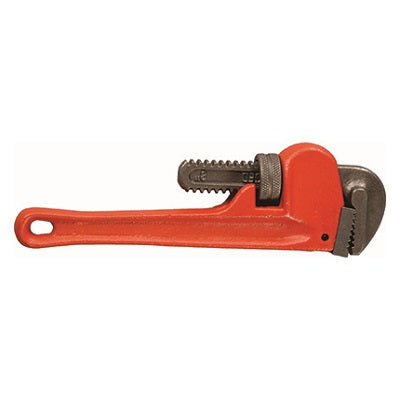 A 24 inch Christy cast pipe wrench with a red handle and gray metal head.