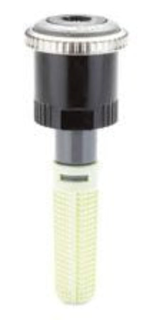 A Hunter brand sprinkler rotator nozzle with a black and gray color scheme.