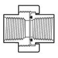 Technical drawing of a mechanical component with cylindrical shapes and threaded elements.