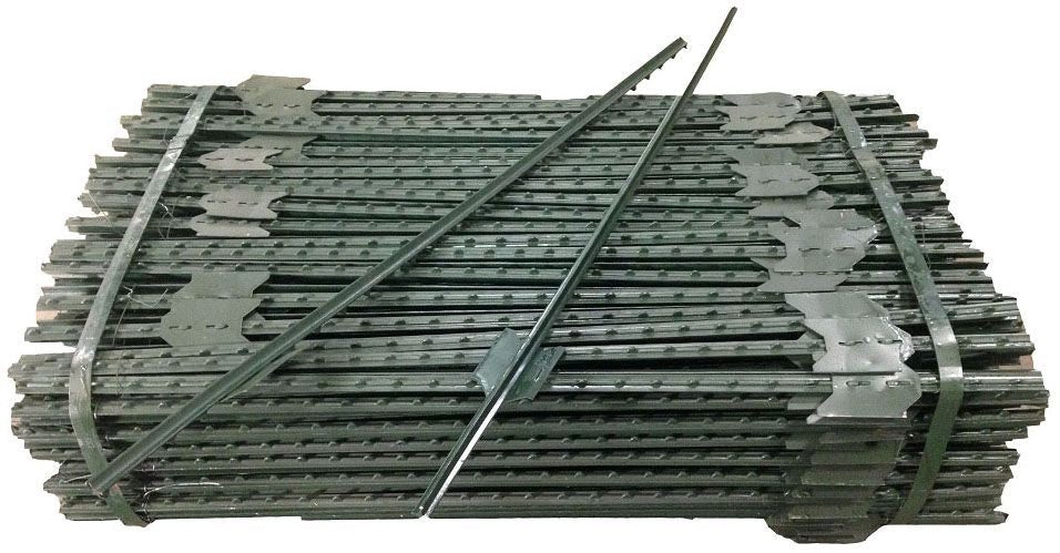 AW-6' Green Studded Steel T-Post, Includes Anchor Plate