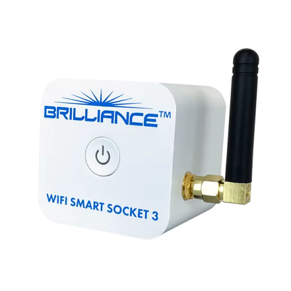 Wifi smart socket 3 with Brilliance logo on a white background