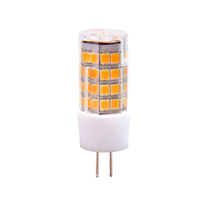 LED light bulb with a white base on a white background