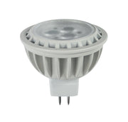 An LED landscape light fixture with a white rim and a clear, cylindrical body.