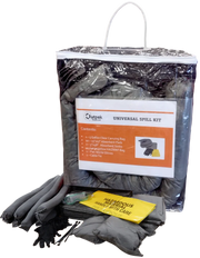Outpak universal spill kit with gloves and absorbent pads on a white background
