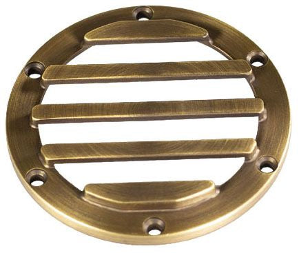 A solid brass grated glare guard for lighting fixtures.