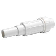 A white PVC repair coupling with slide-action designed for pipe connections.