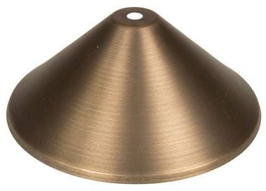 Antique bronze path light shade made of cast brass with a conical shape designed for landscape lighting.