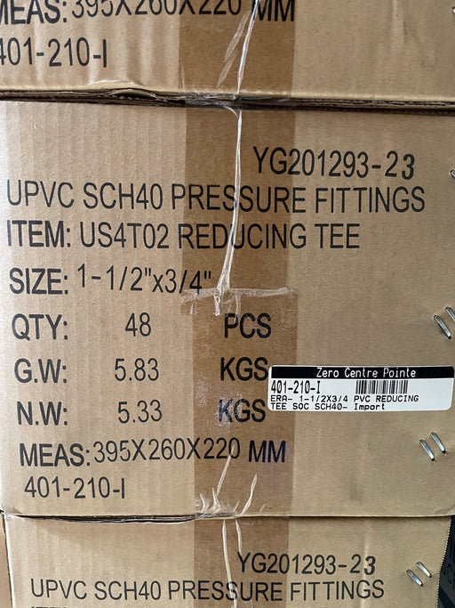 PVC REDUCING TEE SOC SCH40- Import