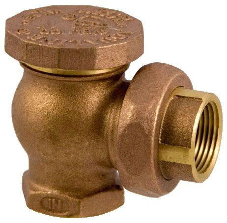 A bronze-colored brass atmospheric vacuum breaker with a union, featuring female threaded ends.