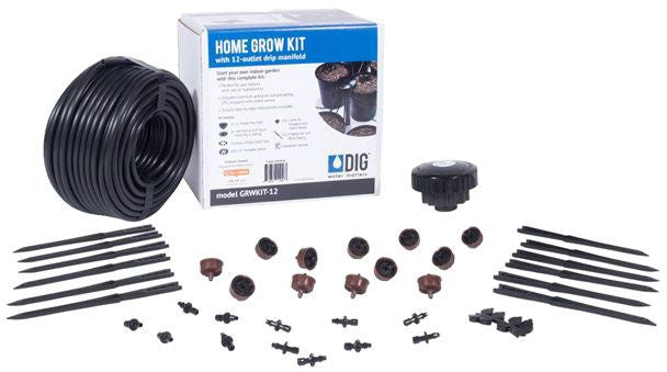 DIG- GRWKIT-12, Drip Emitter 12-Outlet Manifolds Kit Assembly Home Grow Kit with 12-Outlet Manifold