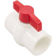 White ball valve with a red handle on a white background