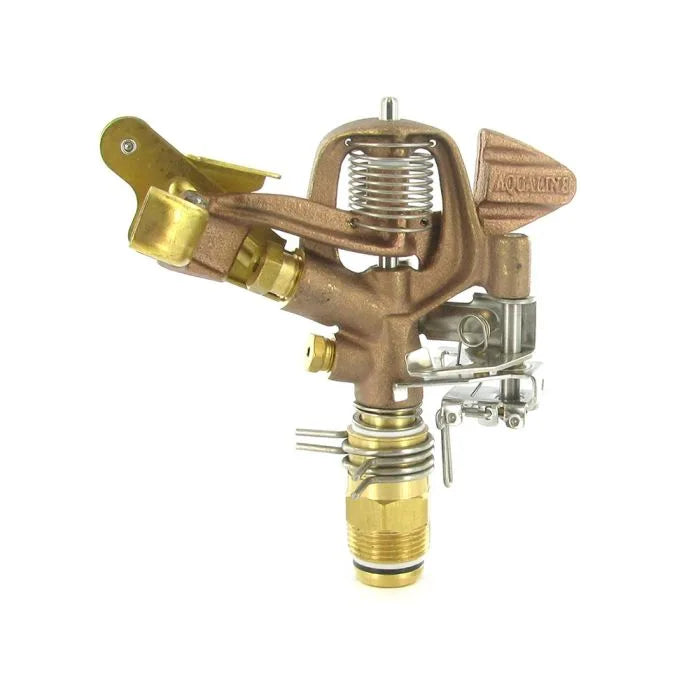 Brass sprinkler head on a white background