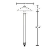 Technical drawing of a lamp with dimensions labeled