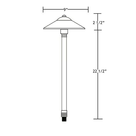 Technical drawing of a lamp with dimensions labeled