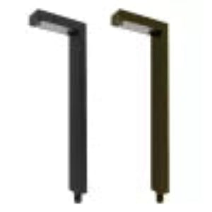 Two metal brackets, one black and one bronze, on a white background.