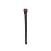 Black and red garden hose nozzle on a white background