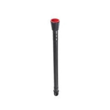 Black and red garden hose nozzle on a white background