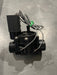 Black electric irrigation valve with 1 inch NPT female threading, made of plastic, designed for landscape and watering applications.