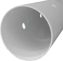 White plastic Drainage pipe with holes on a it