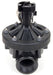 Black plastic valve with threaded connection on a white background