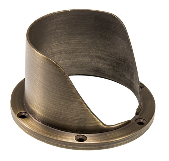 A bronze-colored brass glare guard designed to protect light fixtures from reducing spill and glare, made by AMP Lighting.