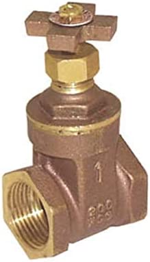 A brass gate valve with a threaded connection and a cross handle, marked with the label '1-1/4' and '300 PSI'.