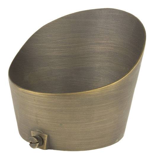 A solid cast brass extended guard, 3 inches in diameter, used on a light fixture to prevent glare.