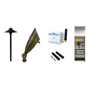 Collection of outdoor lighting and control equipment on a white background
