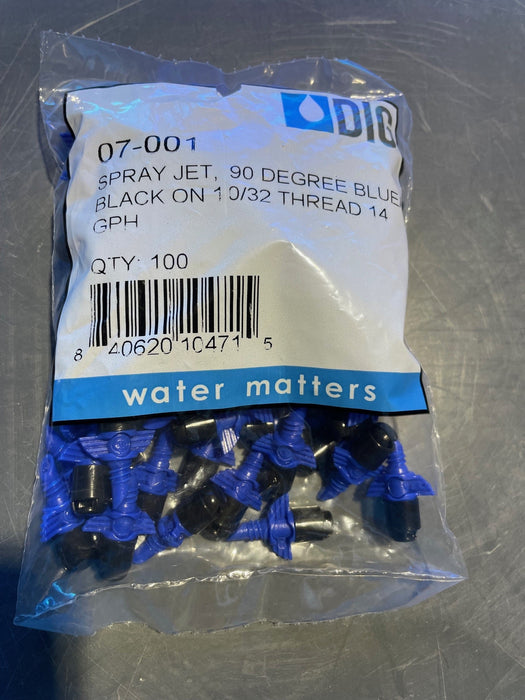 DIG- 07-001, 90, 9 radius at 30 PSI, 14 GPH, Blue/Black