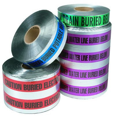 Christy-3"X1000' Detectable Green Raw Water Marking Tape/1 Roll