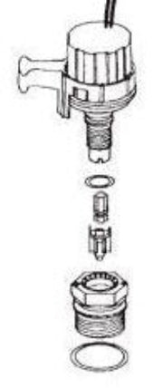 Technical diagram of a plumbing valve assembly with parts labeled.