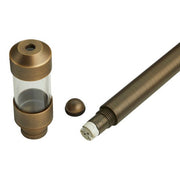 A landscape path light with a bronze finish stem and a clear protective lens, along with a detachable lamp part, against a white background.