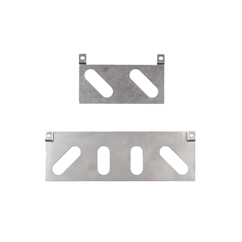 Two metal brackets on a white background