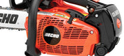 Close-up of an Echo chainsaw on a white background
