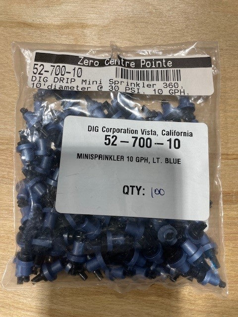 DIG- 52-700-10, DRIP Mini Sprinkler 360, 10'diameter @ 30 PSI, 10 GPH, Light Blue/Each