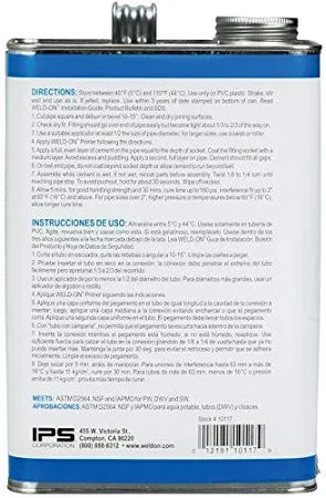 Weld-On 711 - 10117, 1 Gallon PVC Solvent Cements, Gray