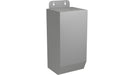 A gray metal magnetic transformer for low voltage lighting systems.