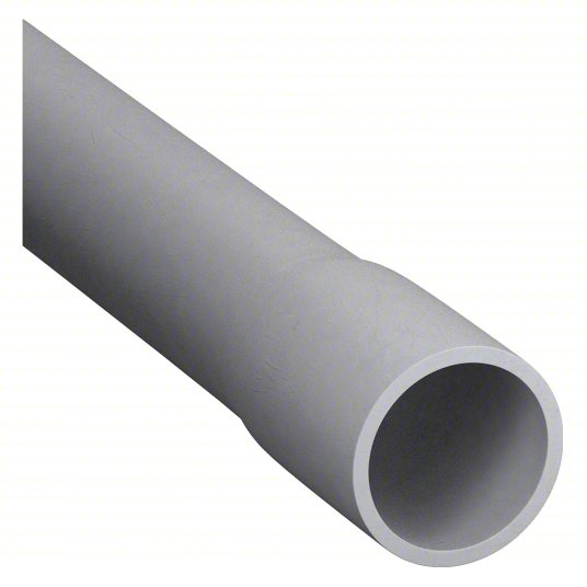 Gray plastic pipe on a white background