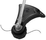 Black and silver string trimmer on a white background