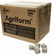 Agriform fertilizer tablets with packaging on a white background